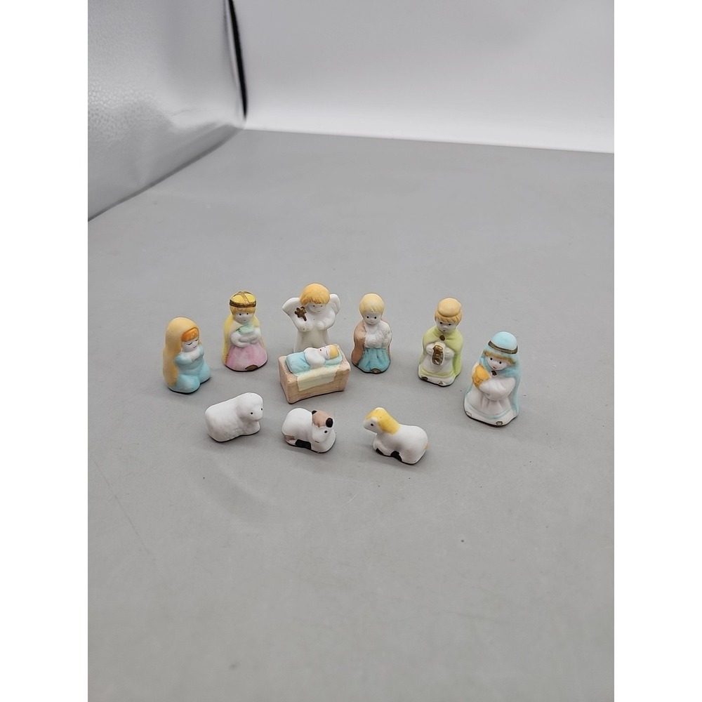 Vtg Limited Edition Miniature Nativity Set Hermitage Pottery 10 Pieces‎